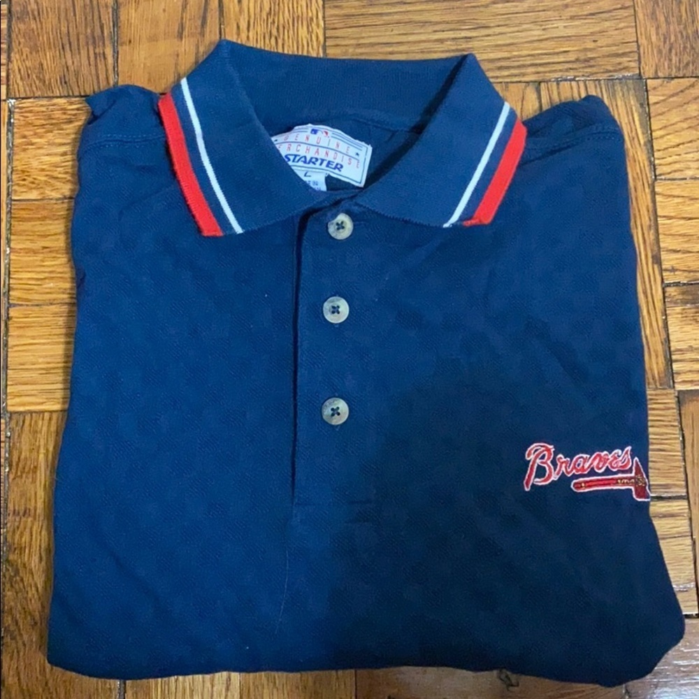 NWT Starter MLB braves polo short sleeve shirt